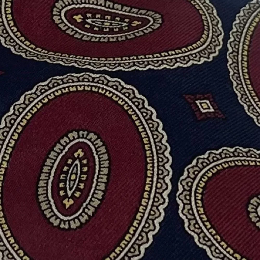 Polo Ralph Lauren Navy Burgundy Gold Medallion Luxury Necktie
